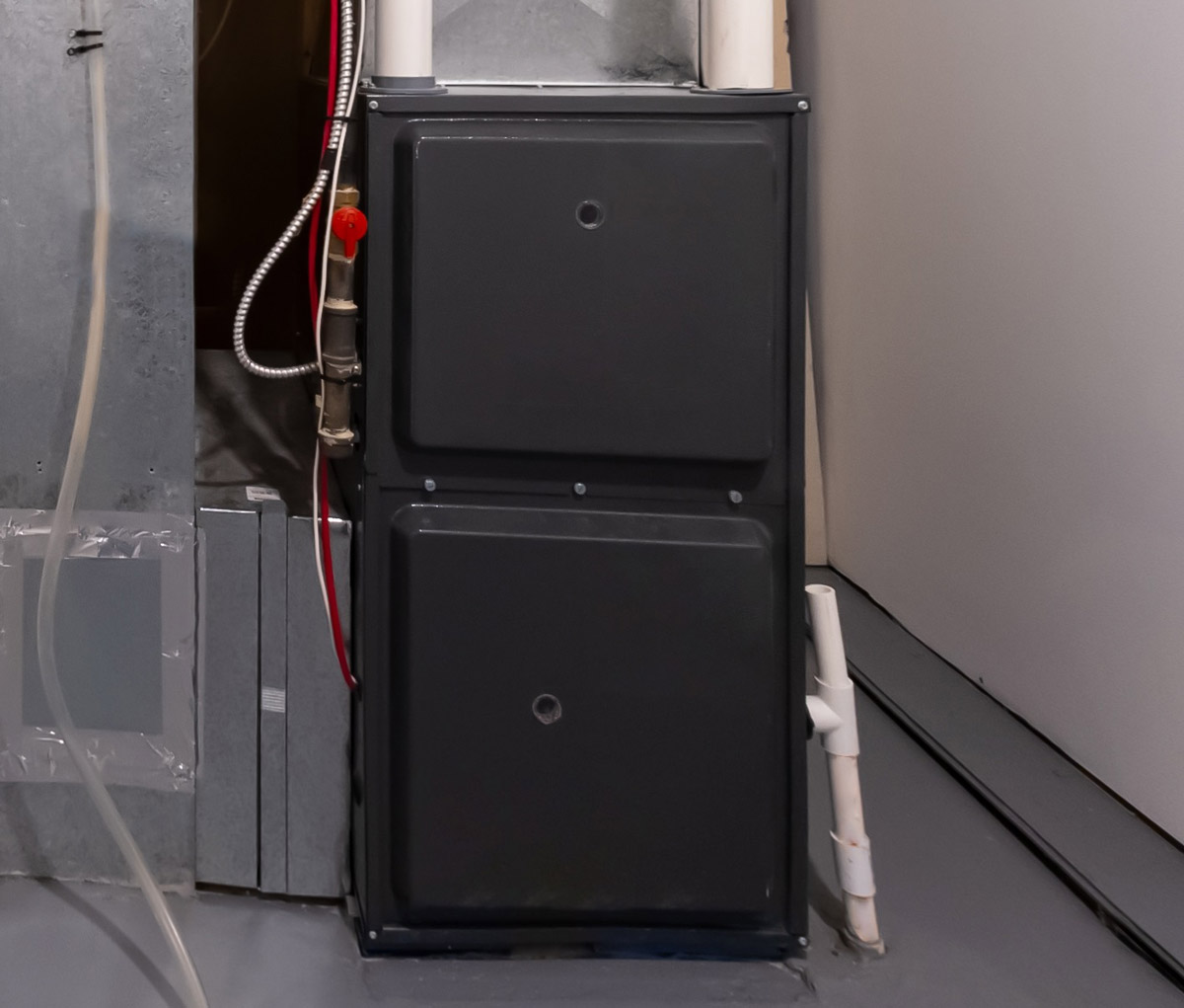 Gas furnace installation in utility room