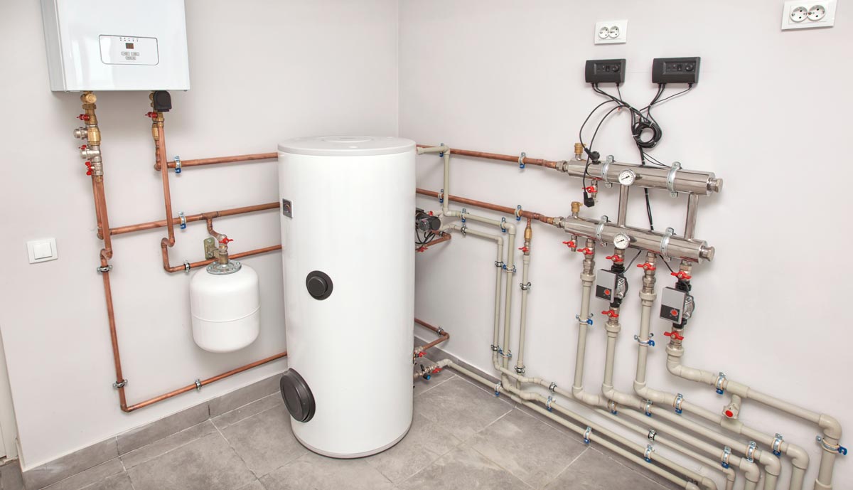 Compact boiler and piping setup