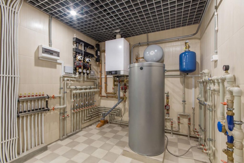 Modern boiler system with piping